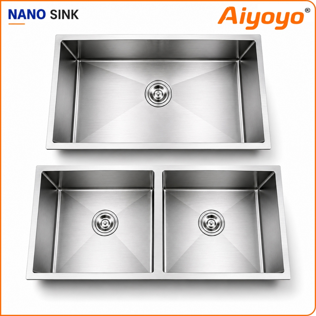Nano Kitchen Sink Stainless Steel 304 Sinki Dapur Double Sink Double ...