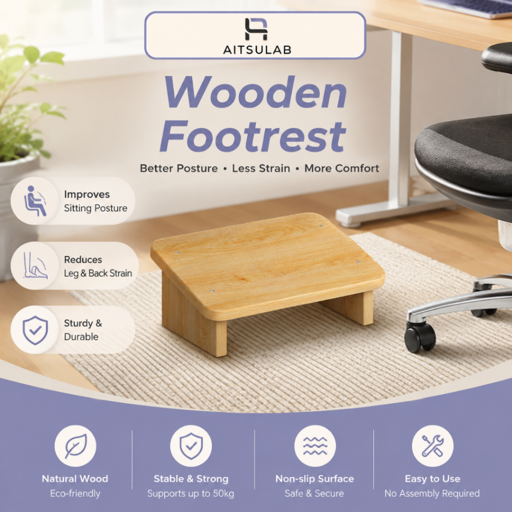 Aitsulab Under Desk Ergonomic Wooden Footrest Massage Function ...