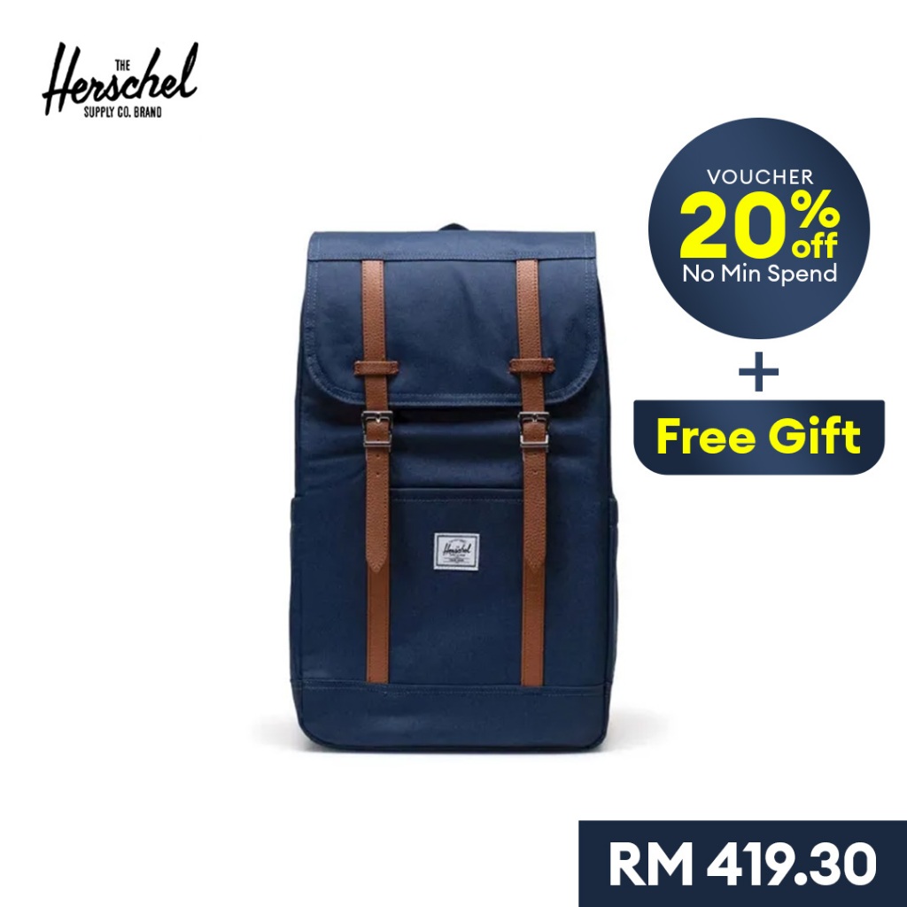 Herschel Retreat Navy/Ash Rose Backpack (23L) | Shopee Malaysia