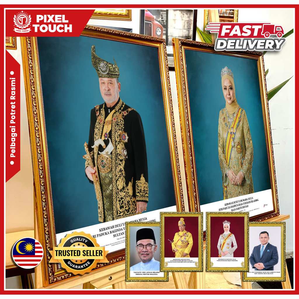 Frame Gambar Agong / Permaisuri Perdana Menteri Dan Sultan Negeri Di ...