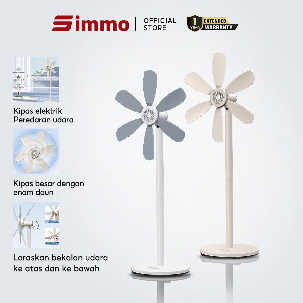 Simmo Floor Electric Fan Energy-Saving Stand Flexible Blade Low Noise ...