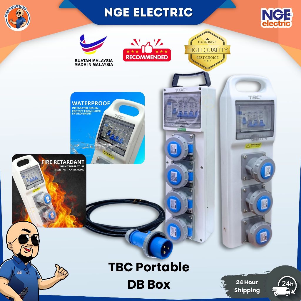 TBC Portable Distribution DB Box IP67 220V x 16A 3 Pin Socket [SIRIM ...