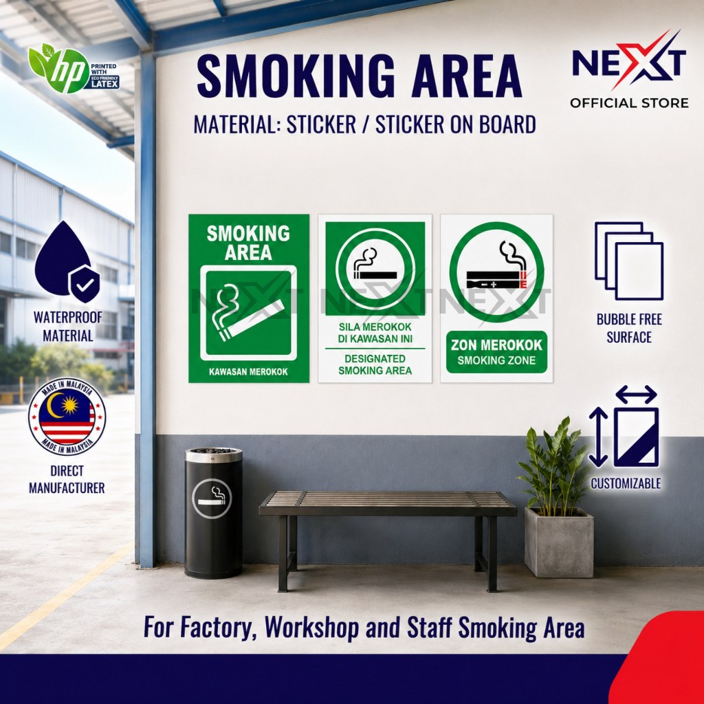 Designated Smoking Area Signage | Papan Tanda Kawasan Merokok | Zon ...