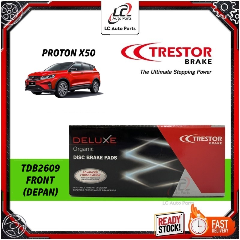 TRESTOR DELUXE ORGANIC FRONT BRAKE PADS TDB2609 FOR PROTON X50 | Shopee ...