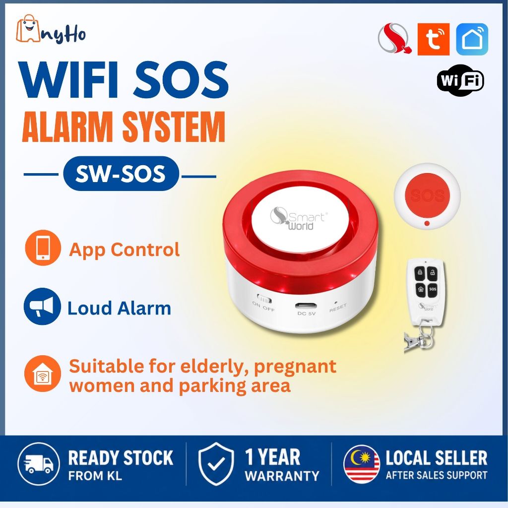 TUYA SMART WORLD WiFi Elderly Alert SOS Emergency Call Button Panic ...