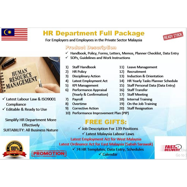 FULL PACKAGE HR DEPARTMENT TEMPLATES +1100 | Handbook, Policy, SOP ...