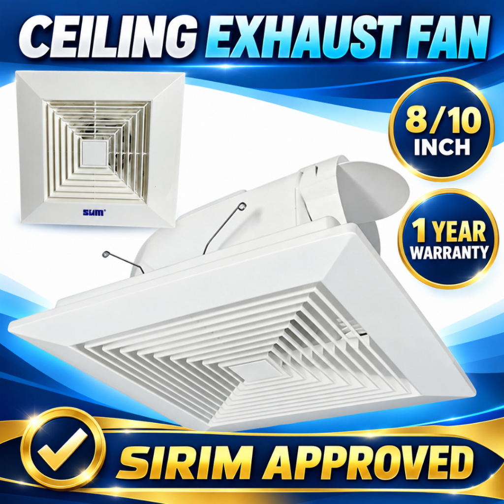 【SIRIM】SUM 8/10Inch Ceiling Type Exhaust Fan Bedroom Living Room Toilet ...