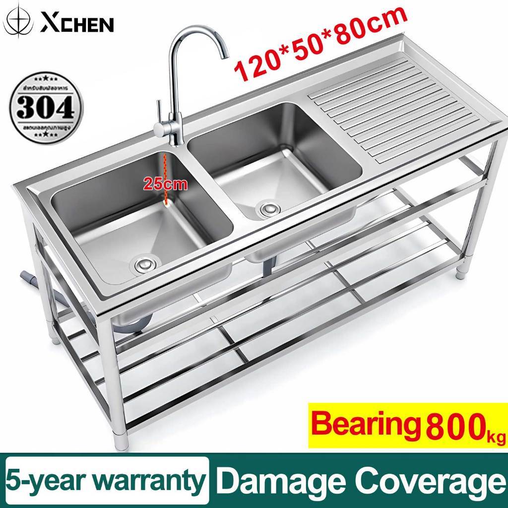 🔥Thickened material🔥120*50*80cm Sinki dapur Kitchen sink vertical sink ...