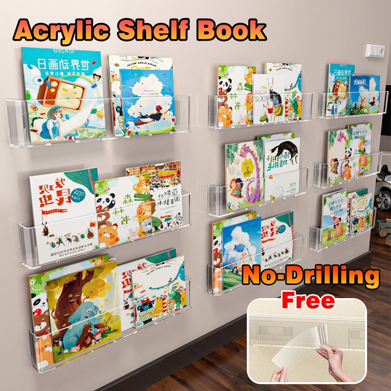 No-Drilling Acrylic Kids Shelf Book Shelf Kids Rack Display Rack ...
