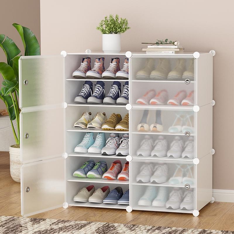 Shoe Rack With Door Rak Kasut Bertutup Storage Box Stackable Shoe Box ...