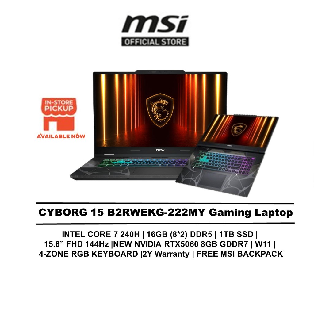MSI Cyborg 15 B2RWFKG-013FR : Intel Core 7 240H - 32GB DDR5