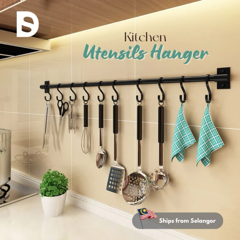 🇲🇾BD Kitchen Wall Hooks Punch-free Aluminium Multifunctional hanging ...