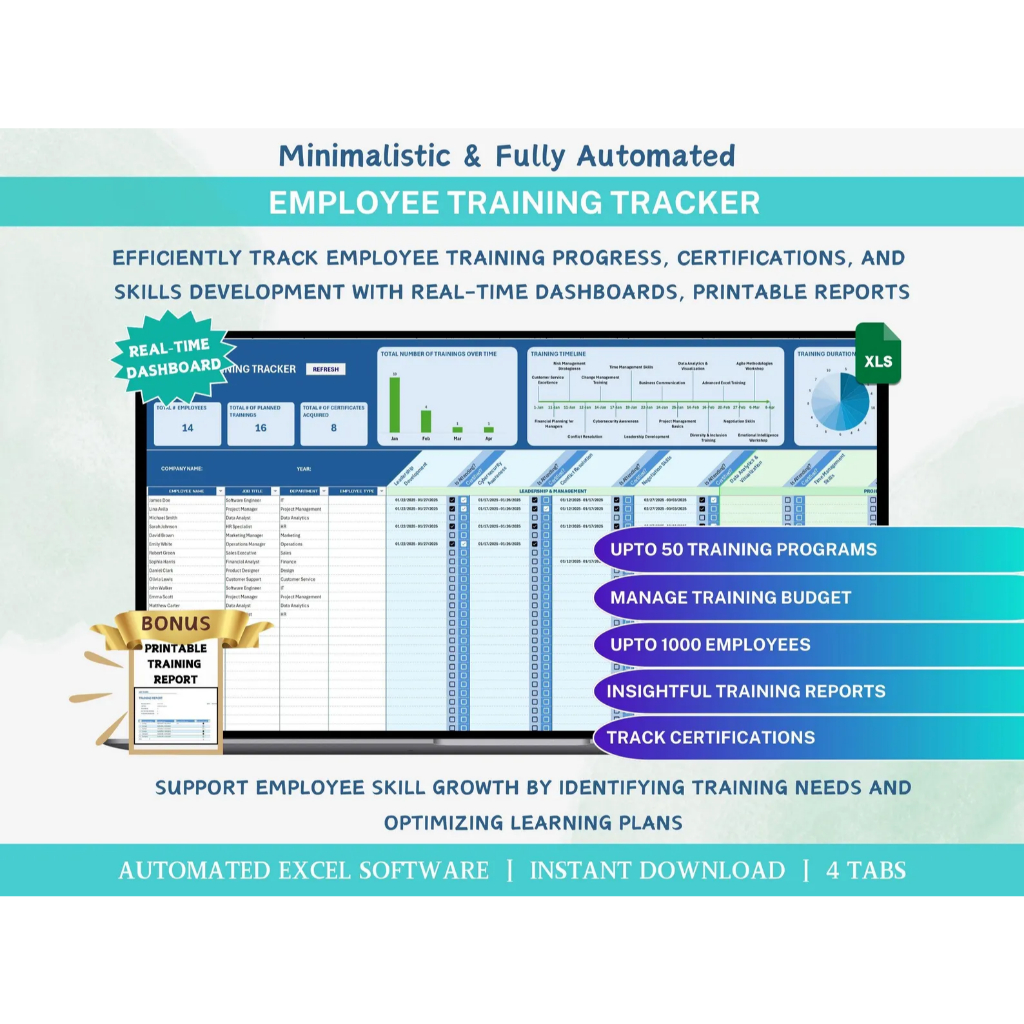 Staff Training Tracker Excel Spreadsheet Certification Tracker Template ...