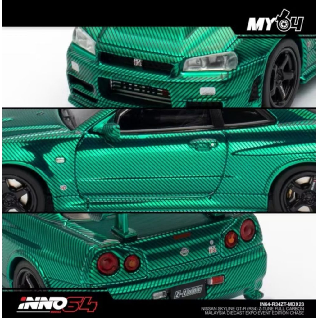 inno64 Nissan Skyline GTR R34 full carbon green CHASE Z Tune Mdx