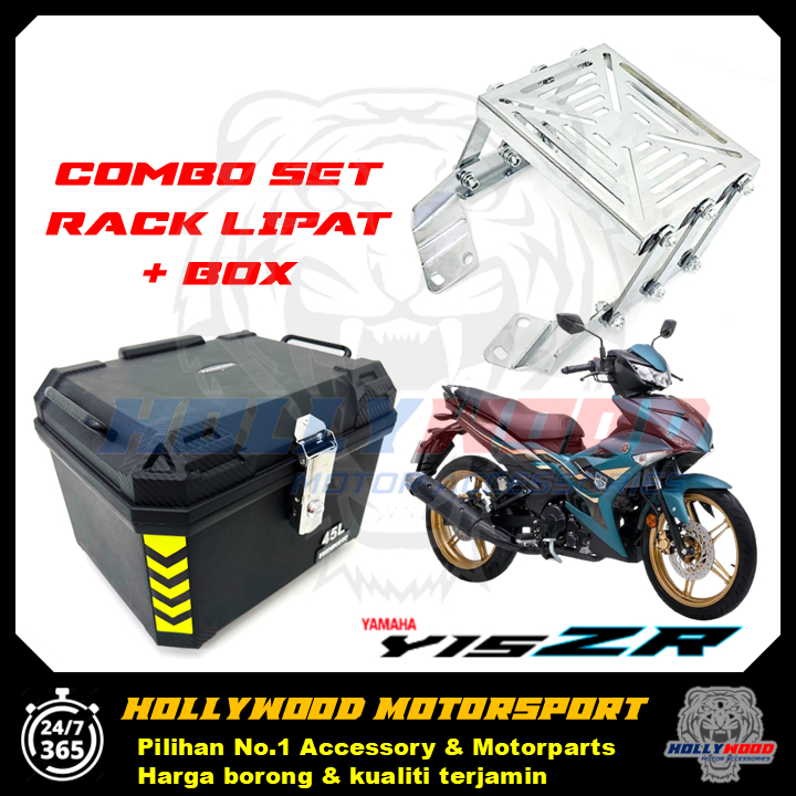 STAINLESS STEEL Y15 MONORACK LIPAT JB STYLE + 45L ABS TOP BOX ALUMINIUM ...