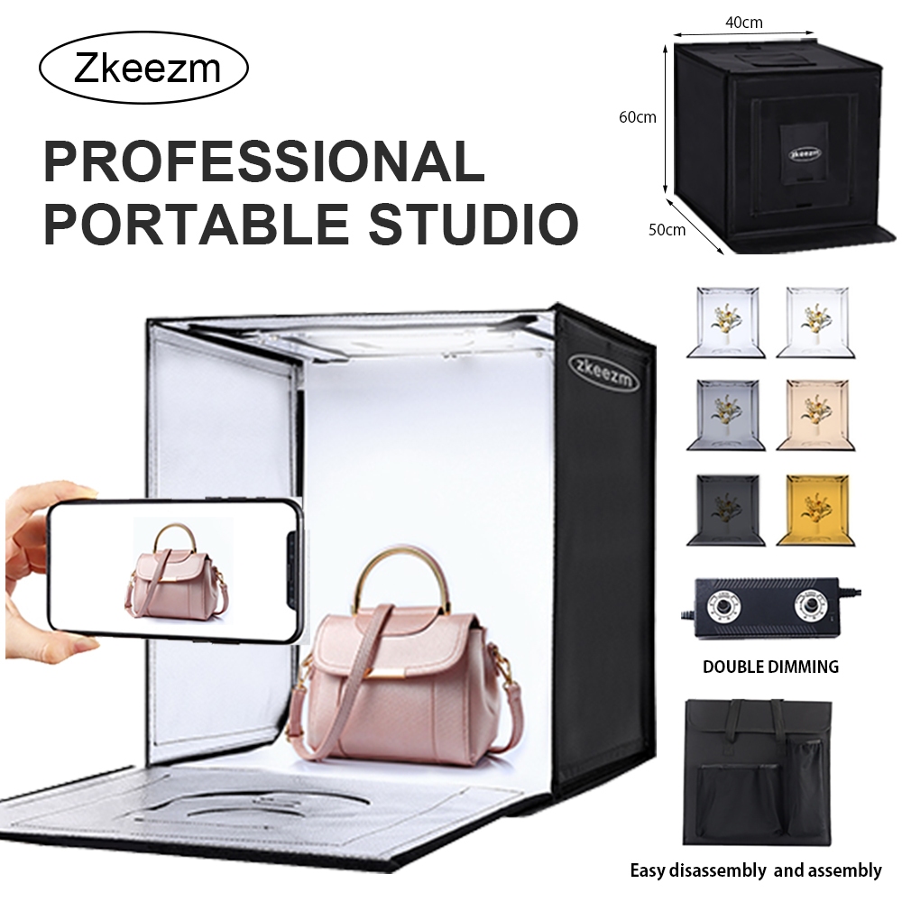 Zkeezm 60/50/40cm Folding Mini Photo Studio RGBW LED photo box Dual ...
