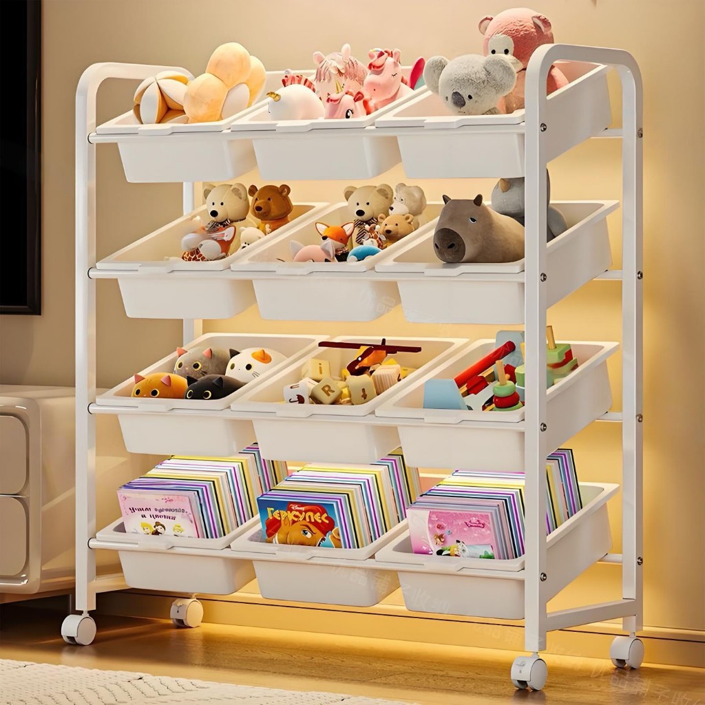 SEVENWOOD Kids Bookshelf Toy Storage Organizer Rack Shelves Children ...