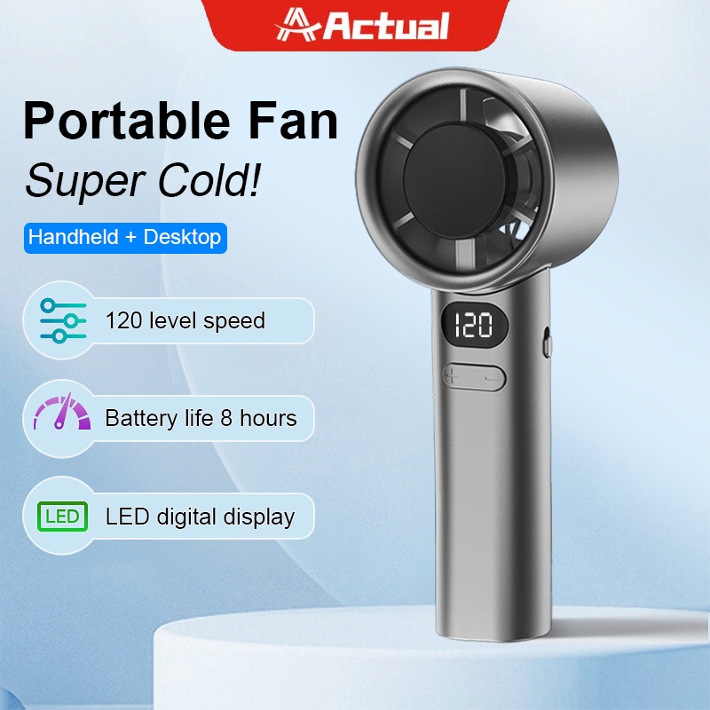 Actual【COD】Handheld Cooling Fan 5000mAh Portable Fan 100 Wind Speed LED ...
