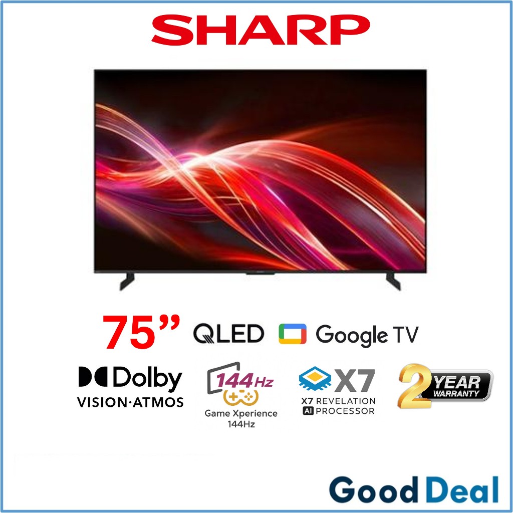 Sharp 4TC75HN7000X 75 Inch 4K QLED TV | 144Hz Google Smart TV | Shopee ...
