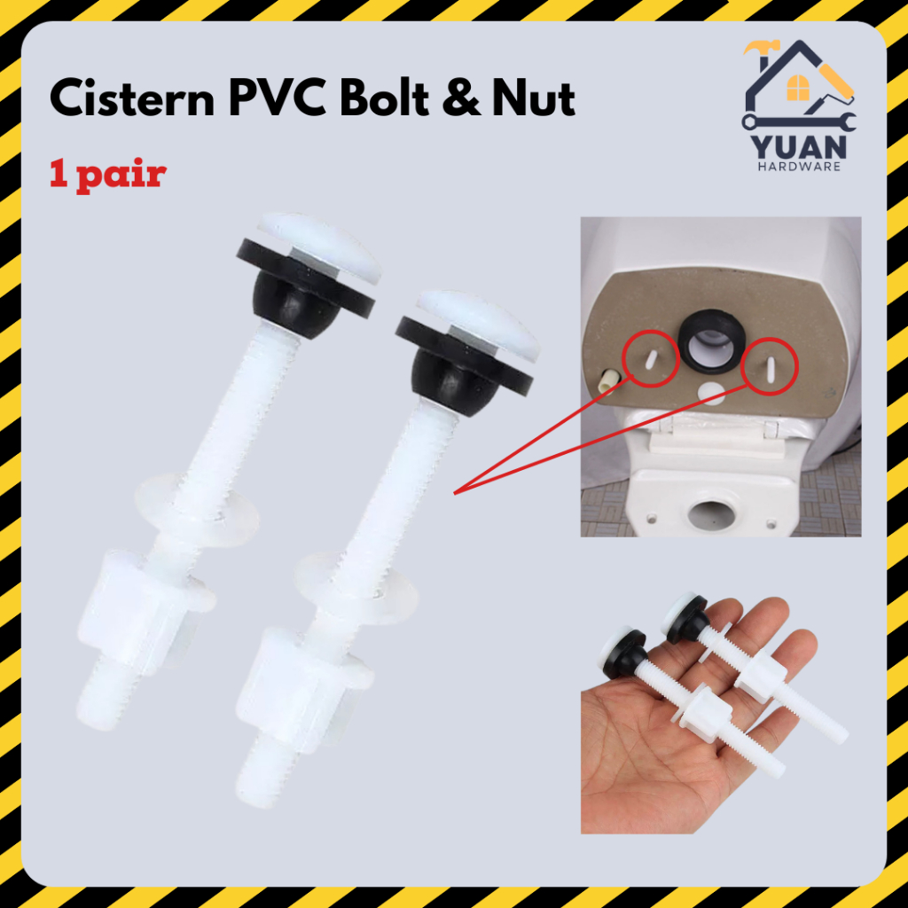 Cistern PVC Bolt & Nut Set (1 Pair) – Toilet Tank to Bowl Fixing Screws ...