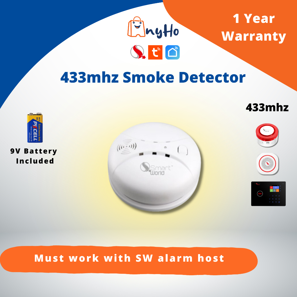 SMART WORLD Standalone 433MHz Wireless Fire Smoke Alarm Detector (Alarm ...