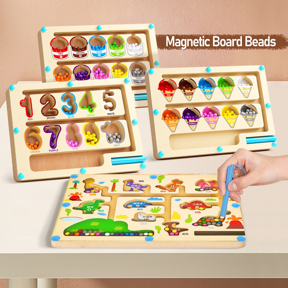 BN Magnetic Color Sorting Maze Game Wooden Number Matching Toy Kid ...