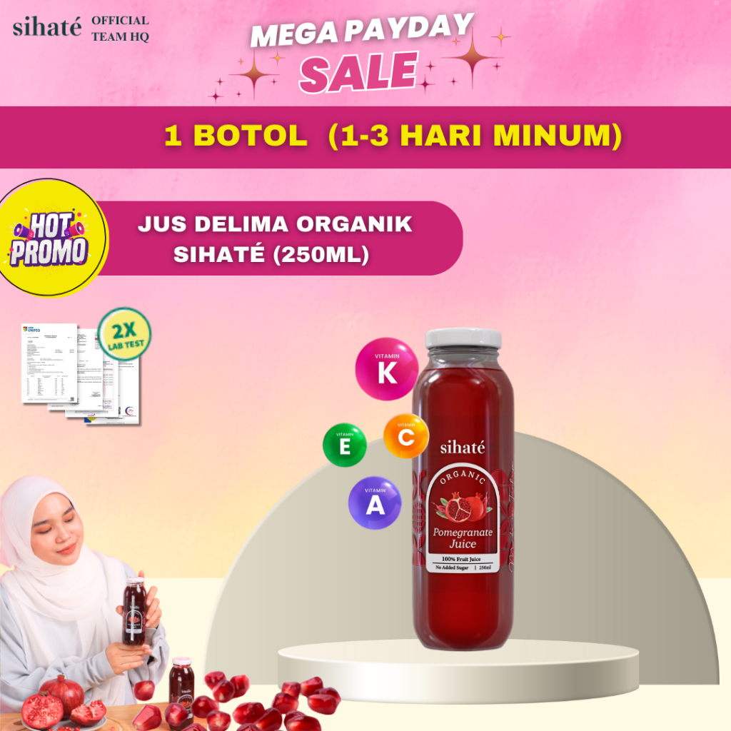 Sihate Jus Delima Organik Pomegranate Juice Organic 250ml | Shopee Malaysia
