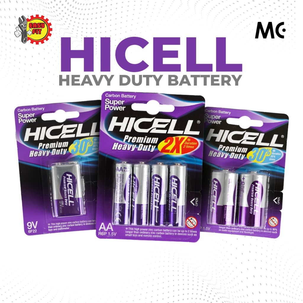 EASY FIT HICELL Super Heavy Duty Battery AA/AAA/9V/C | Shopee Malaysia
