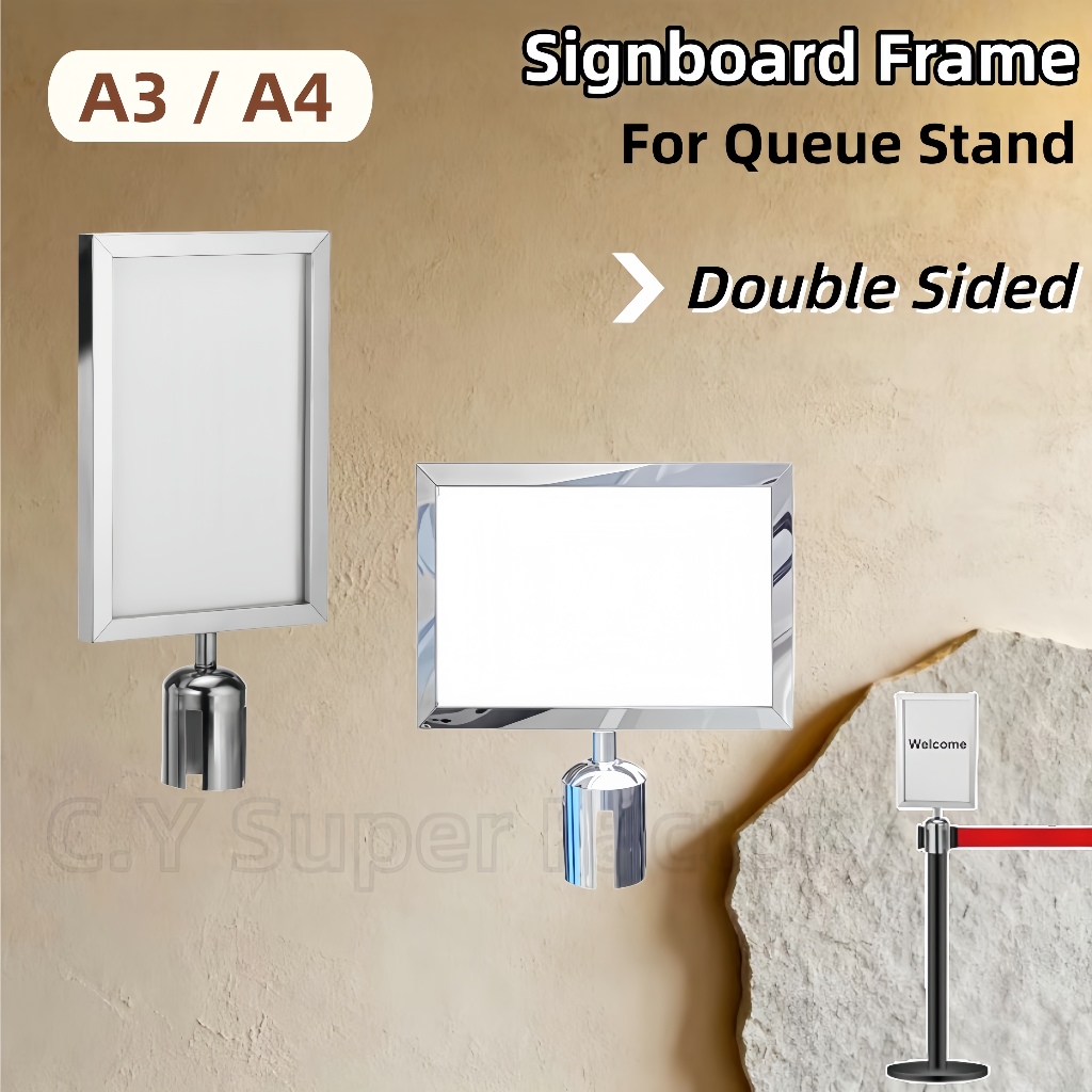 Queue Stand Display Frame A4 A3 Signboard Vertical Horizontal Stainless ...