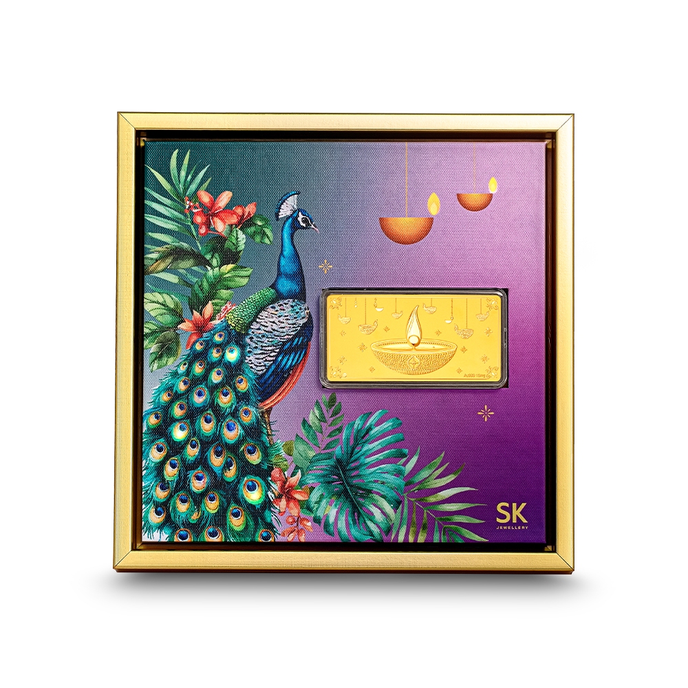 SK Jewellery Festivals of Lights 999 Pure Gold Portrait Frame | Shopee ...