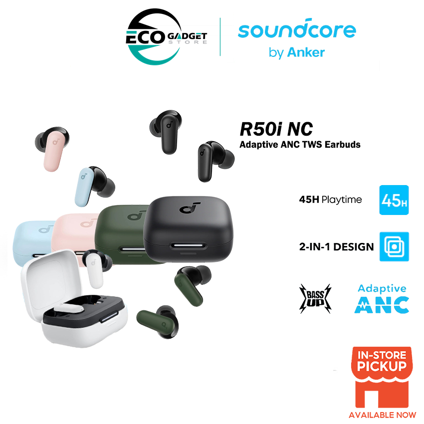 Soundcore by Anker R50i NC Earbuds Adaptive ANC TWS 2-in-1 Charging ...
