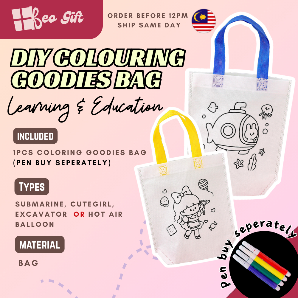 DIY Coloring Goodies Tote Bag Art and Craft Kindergartens Kids Toys Kid ...