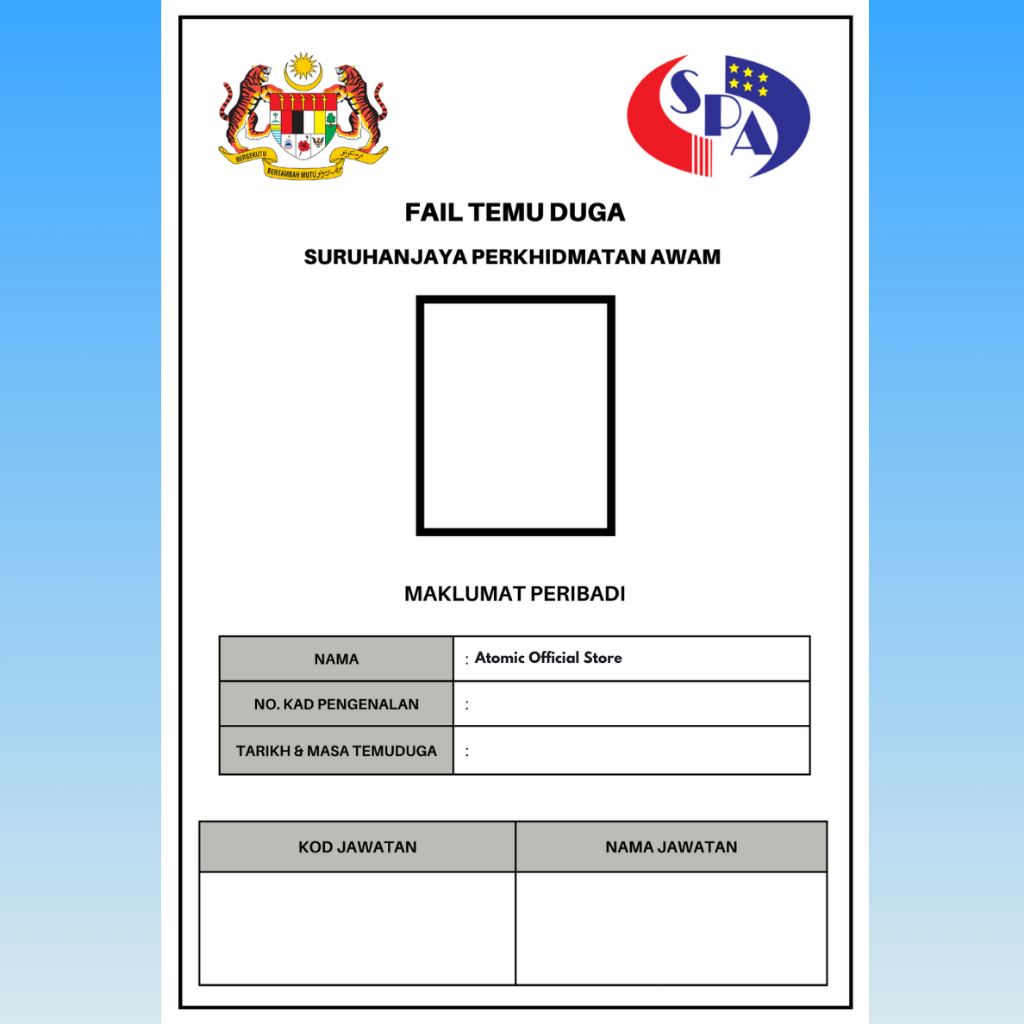 INSTANT Template Fail Temuduga SPA Kerja Kerajaan (Canva & PDF) | Mudah ...