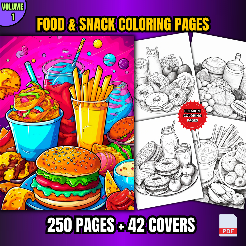[PDF] 250 Food & Snack Coloring Pages For Kids (Volume 1) | Shopee Malaysia