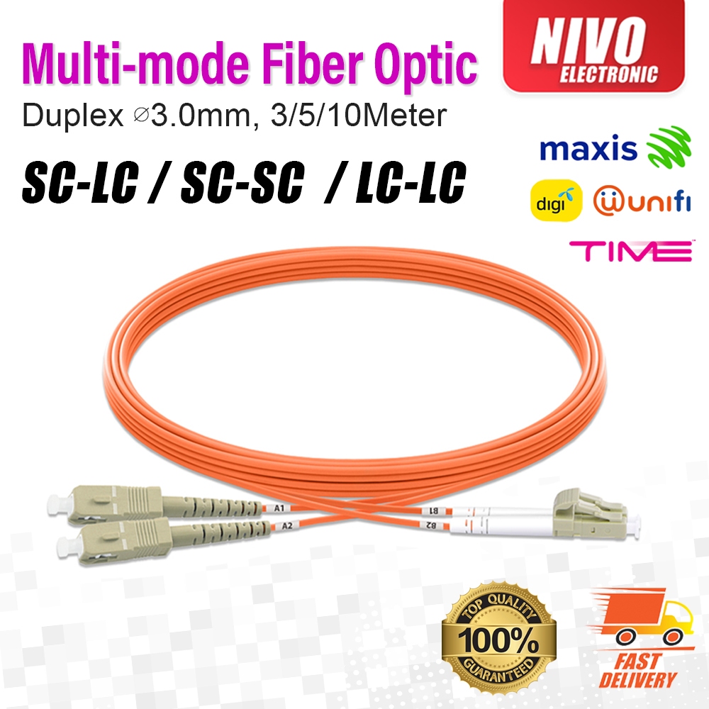SC-LC, LC-LC, SC-SC Optical Fiber Patch Cable UPC to UPC Duplex OM2 ...