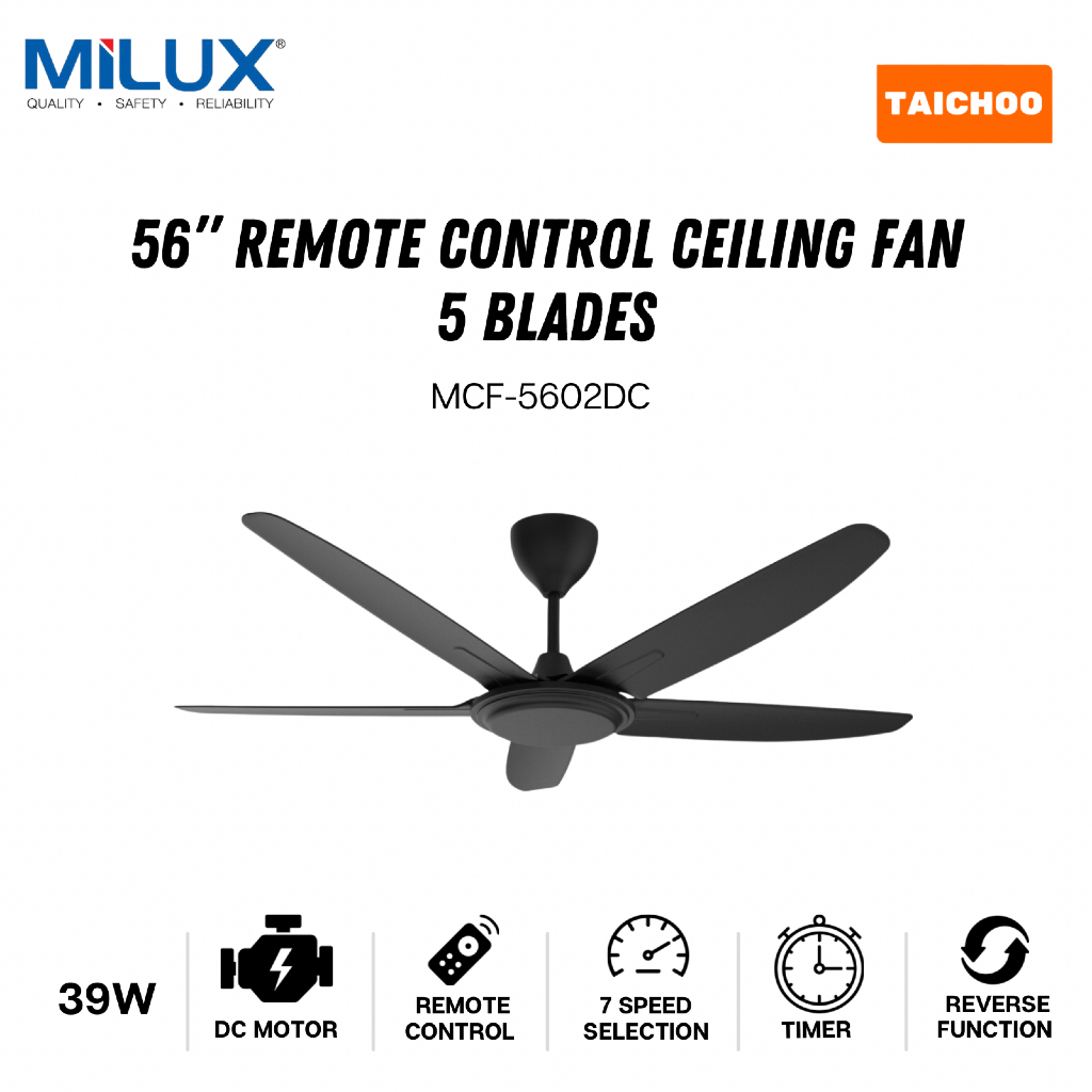 Milux 56” Remote Control DC Motor Ceiling Fan MCF-5602DC | Shopee Malaysia