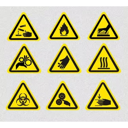 Symbol Labels Poison Caution Fire Flames Warning Triangle Stickers ...