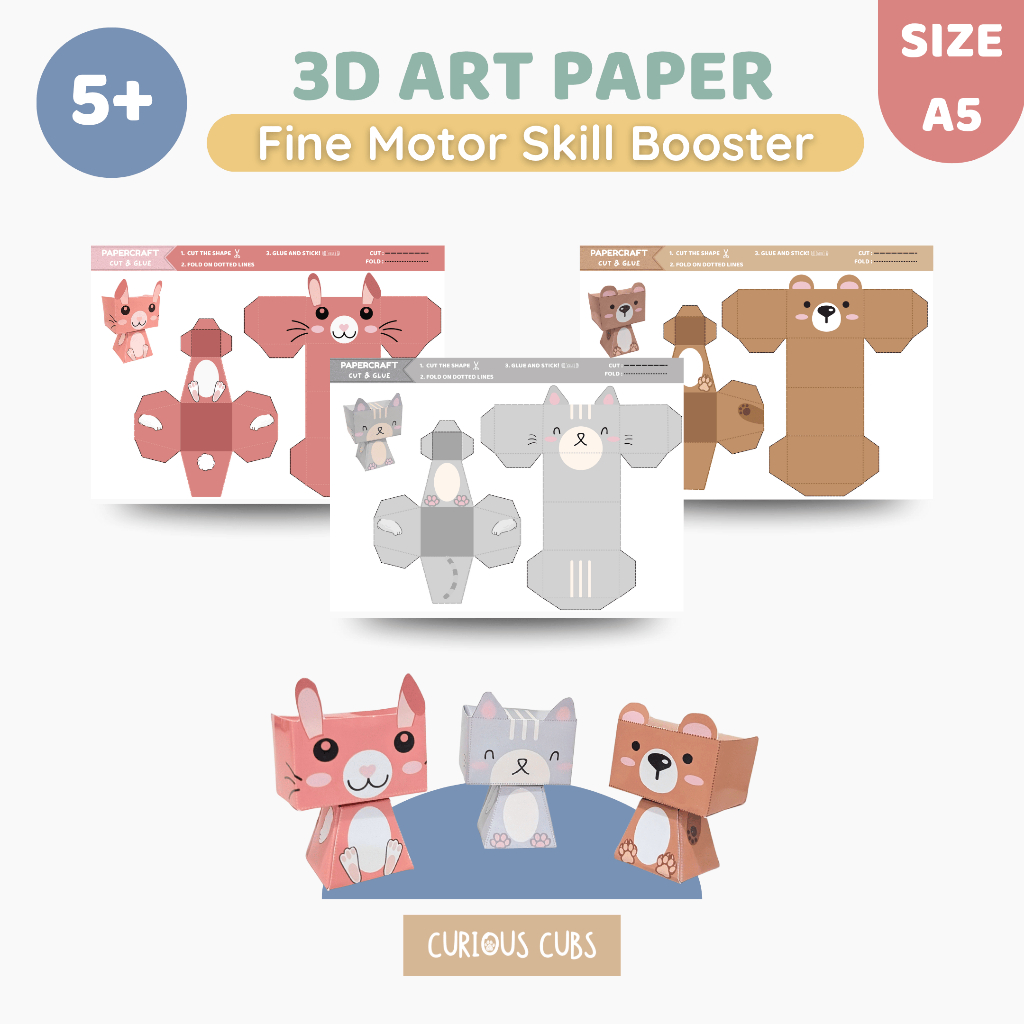 3D Animals Papercraft DIY| 150gsm Art Paper | Easy Cut & Assemble Paper ...