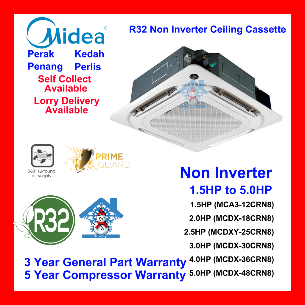 Cassette ⬆️ MIDEA R32 Inverter Non Inverter Ceiling Cassette Air ...