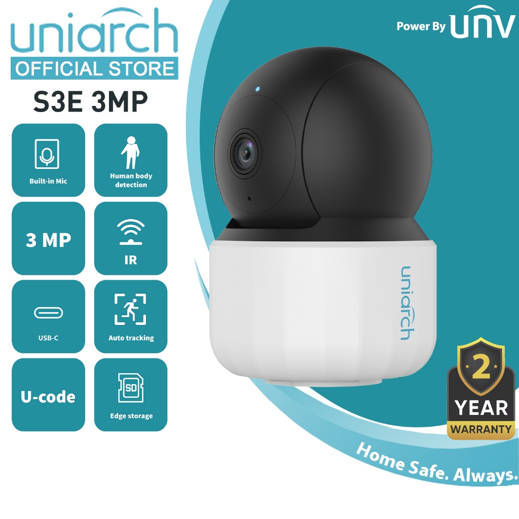 Uniarch S3E 3MP H.265 Two Way Audio Indoor Security CCTV Camera IR ...