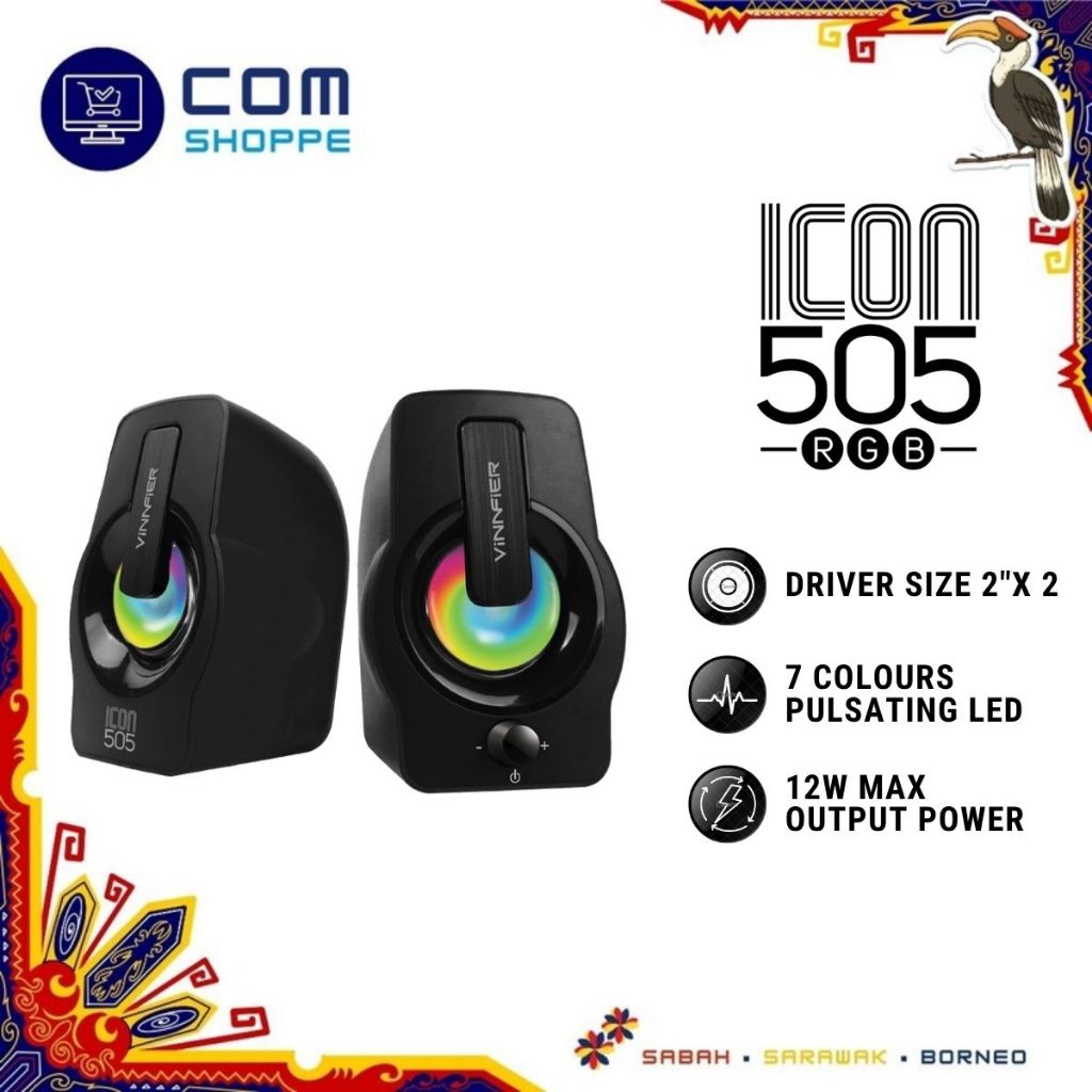 Vinnfier Icon 505 RGB Menaik Taraf Bunyi PC Laptop USB Portable Speaker ...