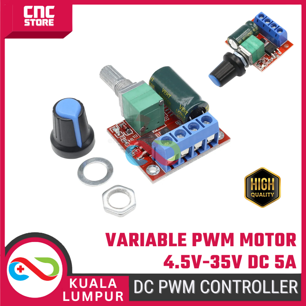 Variable PWM Motor Speed Controller DC 4.5V–35V 5A – LED Dimmer & DC ...