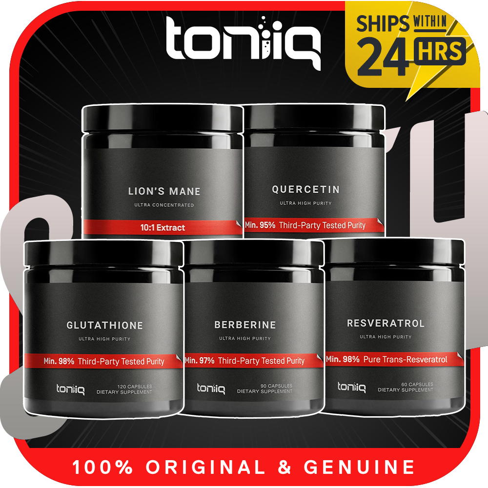 Toniiq Ultra High Strength Glutathione Capsules l Berberine HCl 500mg l  Purity Resveratrol | Quercetin | Tart Cherry | Shopee Malaysia