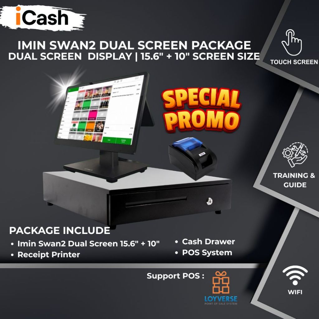 IMIN iCash Dual Screen Mesin Cashier Loyverse POS System | Shopee Malaysia