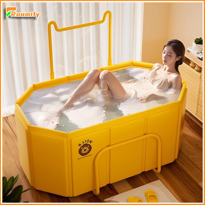 Bath Barrel With Towel Rack Tab Mandi Portable Bath Tub Foldable Adult ...