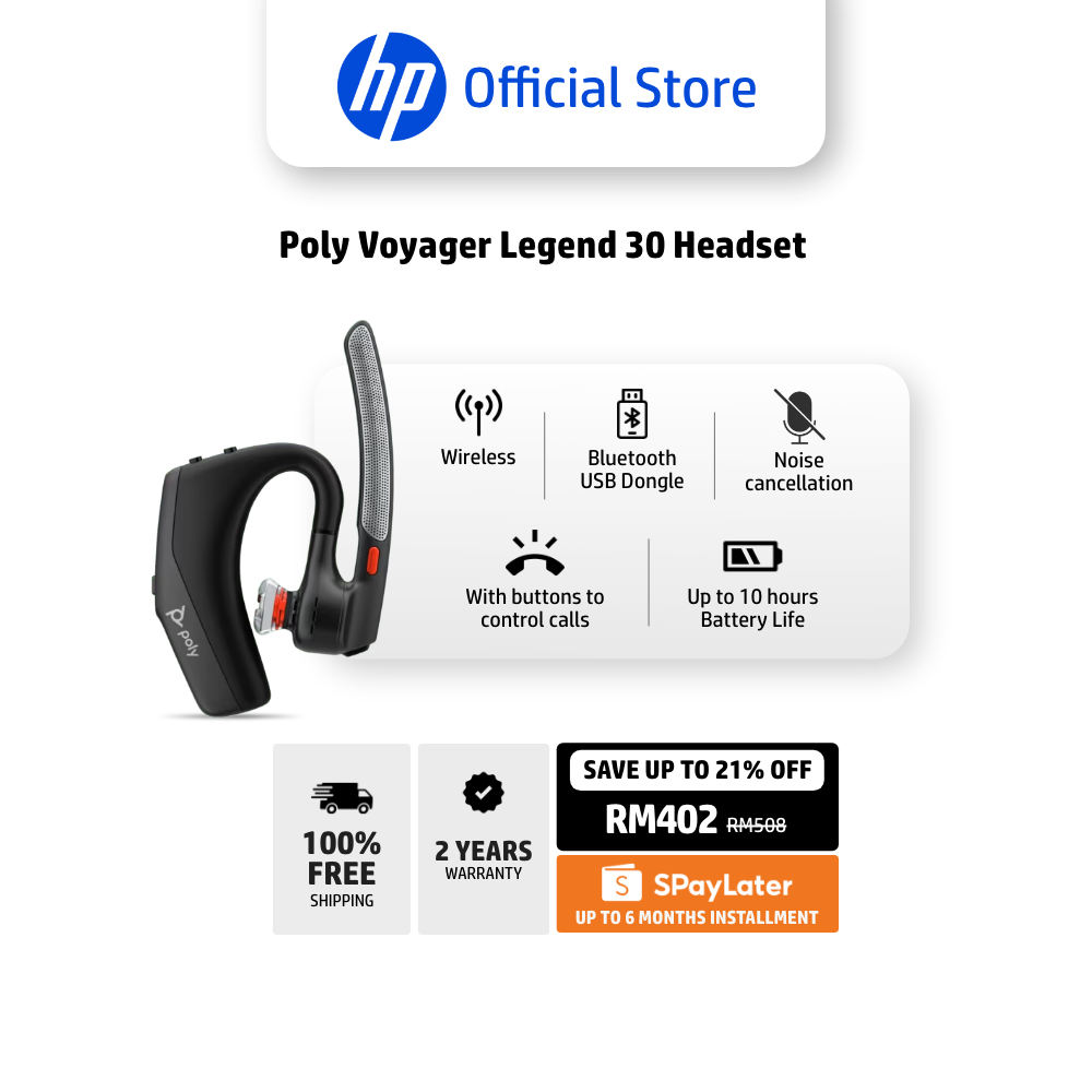 Poly Voyager Legend 30 Headset | Mono design headset | Aerodynamic Boom ...