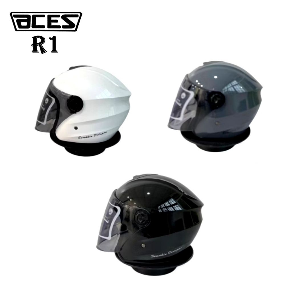 ACES R1 Open Face Helmet With Siap Smoke Visor Topi Keledar SIRIM ...