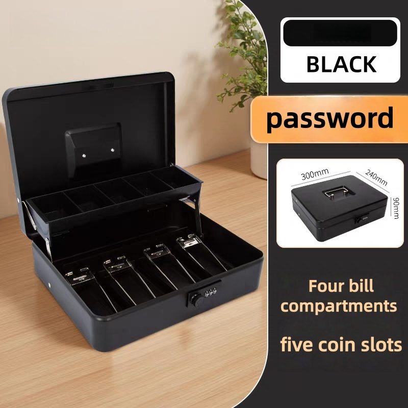 Cash Box With Lock Safety Box Storage Compartment Tray Money Box Money ...