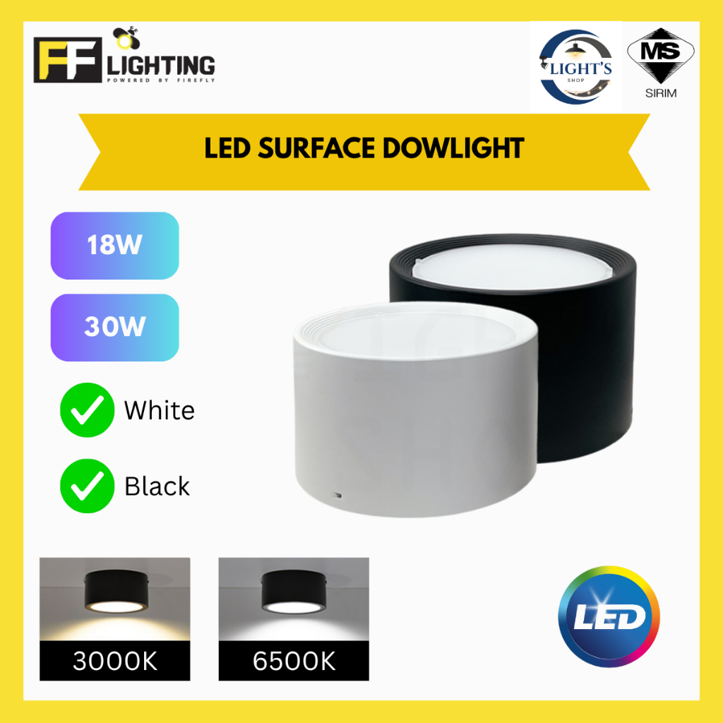 FFL LED SURFACE DOWNLIGHT 18W/30W BLACK/WHITE DAY LIGHT/WARM WHITE FF ...