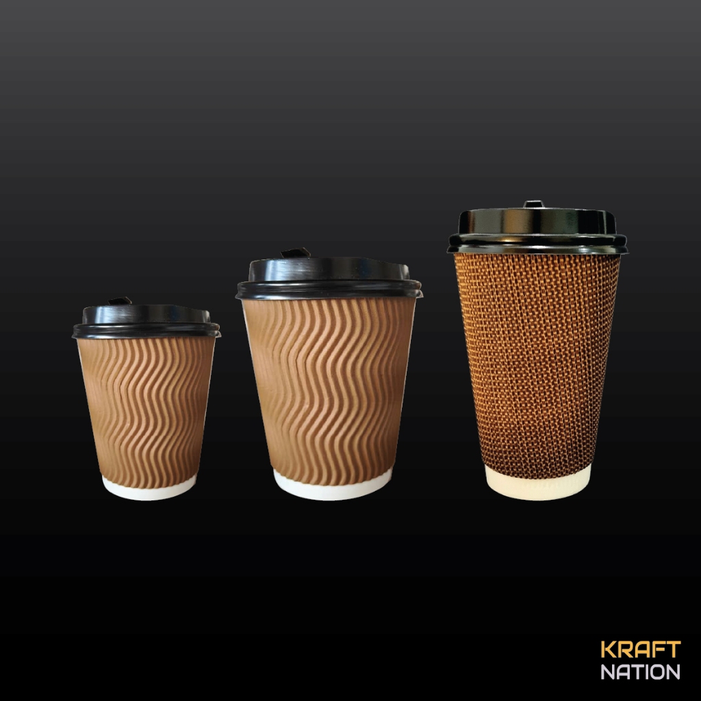 [Premium] 25 PCS 8/12/16oz 250/360/500ml Brown Double Wall Ripple Paper ...